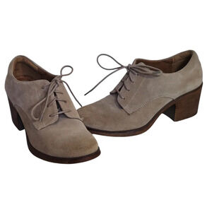 Eurosoft by‎ Sofft Jules Stone Taupe Suede Block Heel Oxford Lace Ups
